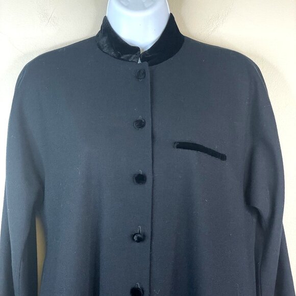 Vintage Evan Picone Dark Academia VELVET TRIM Wool Dress 4 Minimalist Classic - Picture 3 of 11